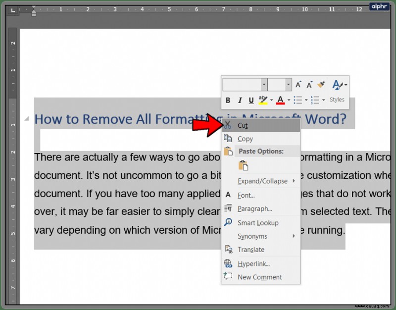 So entfernen Sie alle Formatierungen in Microsoft Word 