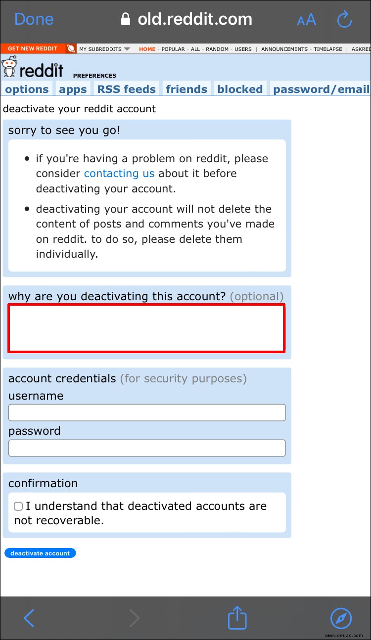 So löschen Sie Ihr Reddit-Konto 
