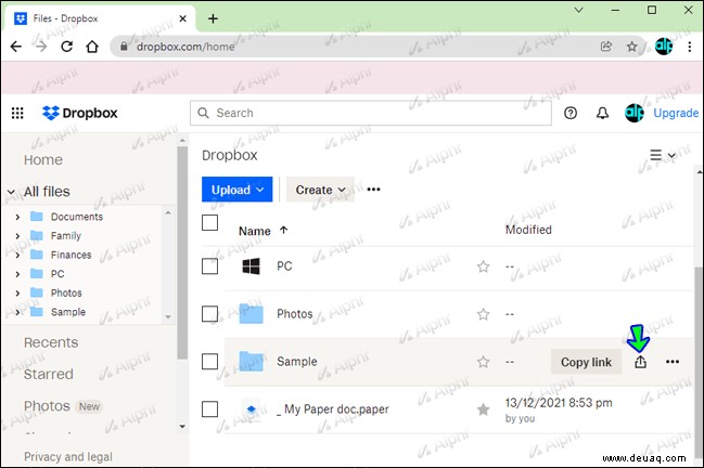 So teilen Sie einen Link von Dropbox