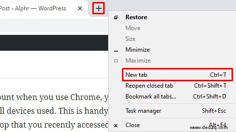 Geschlossene Tabs in Chrome wiederherstellen