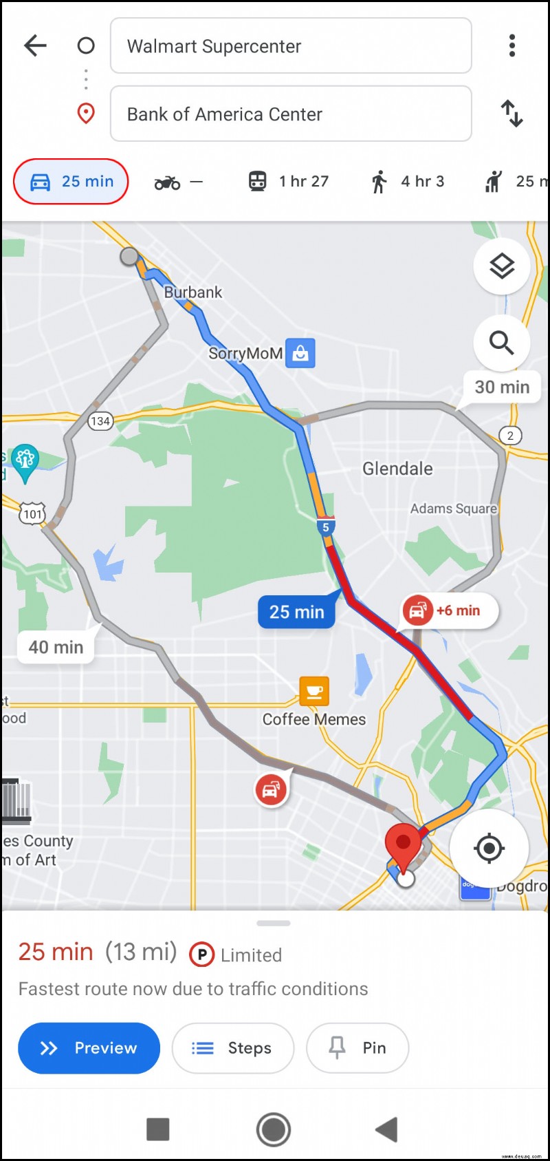 So ändern Sie Google Maps von Gehen zu Fahren [und umgekehrt]