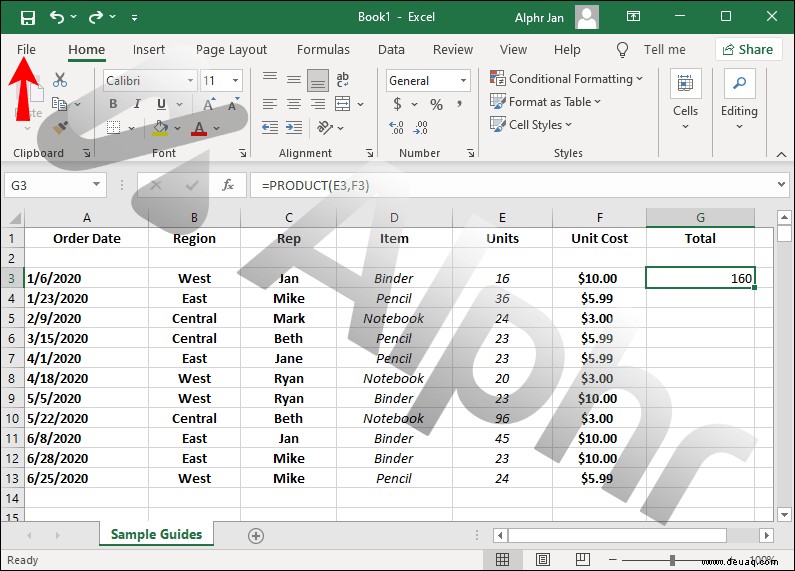 So kopieren Sie eine Formel in Excel nach unten