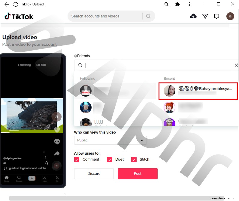 Wie man jemanden in TikTok markiert