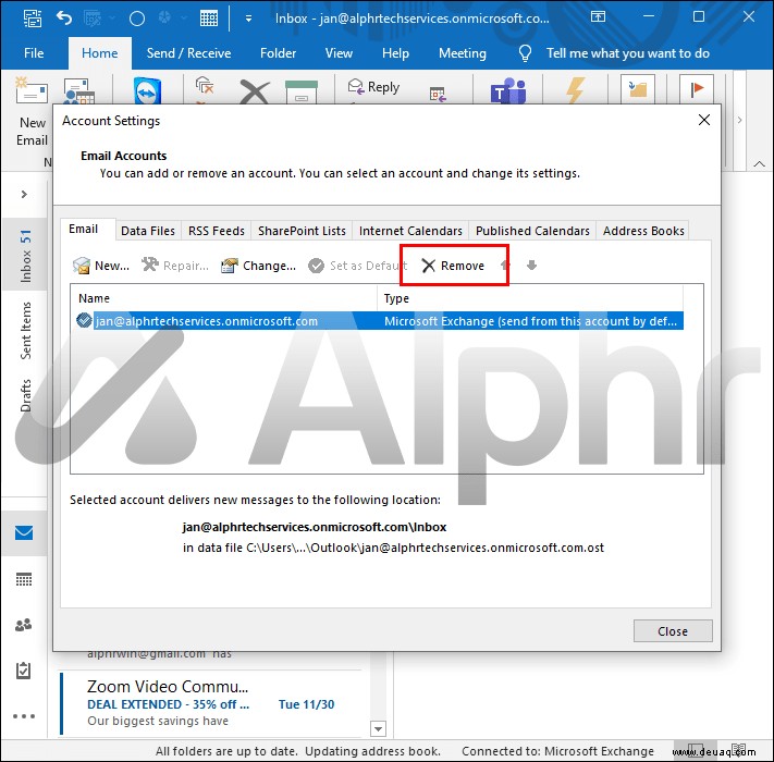 So entfernen Sie ein Konto aus Outlook
