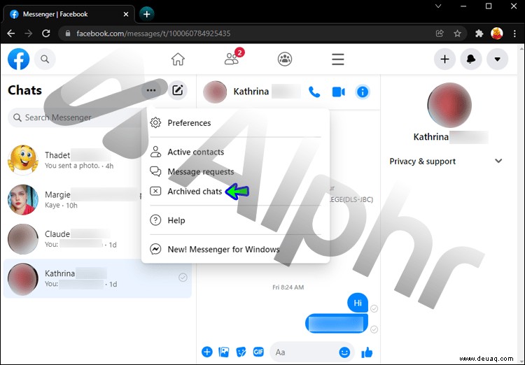 So zeigen Sie archivierte Nachrichten in Messenger an