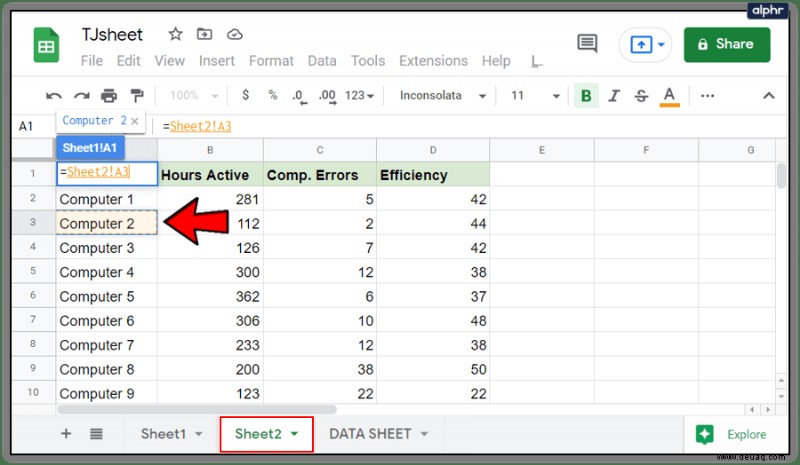 So verknüpfen Sie Daten von einem anderen Tab in Google Sheets 