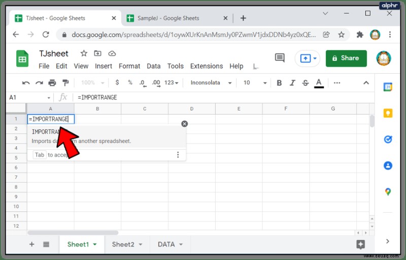 So verknüpfen Sie Daten von einem anderen Tab in Google Sheets 