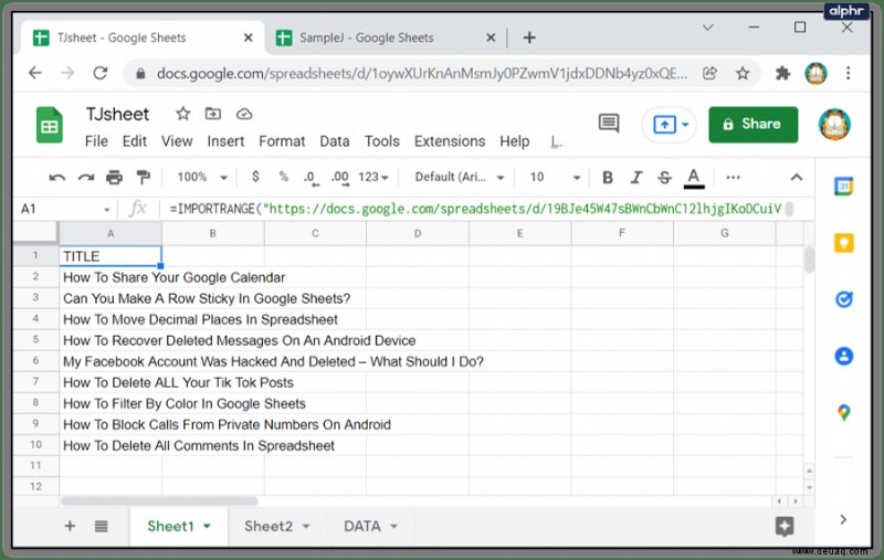 So verknüpfen Sie Daten von einem anderen Tab in Google Sheets 