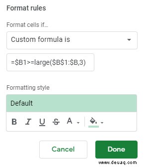 So markieren Sie den höchsten Wert in Google Sheets 