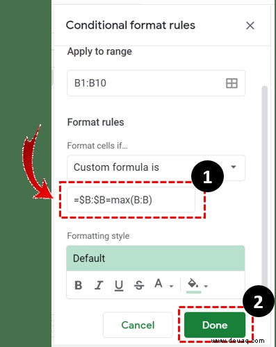 So markieren Sie den höchsten Wert in Google Sheets 