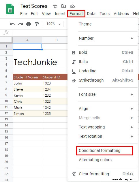 So markieren Sie den höchsten Wert in Google Sheets 