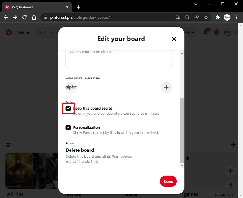 So machen Sie ein Board in Pinterest privat
