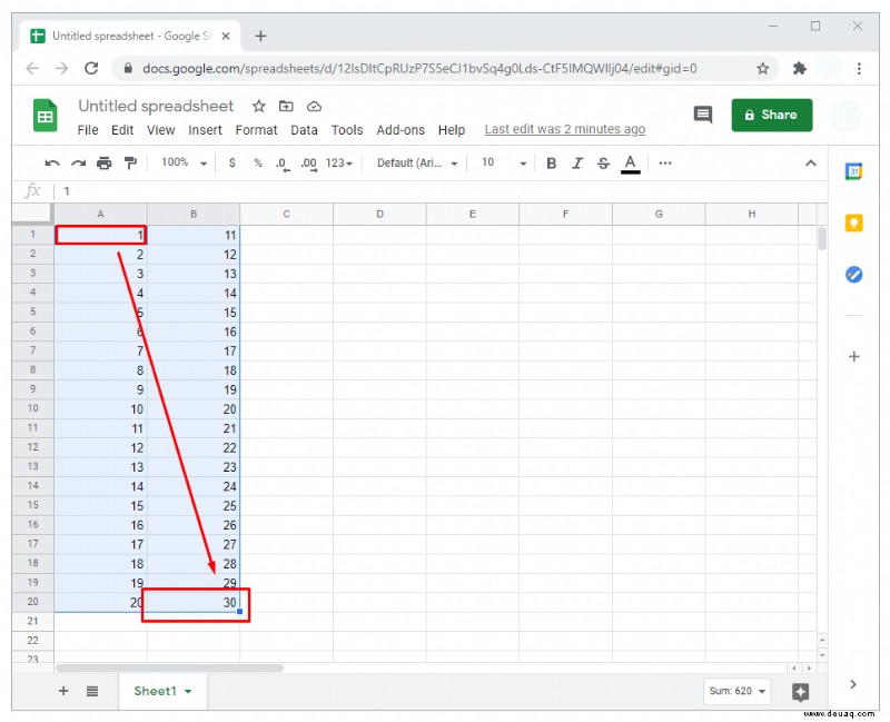 So erstellen Sie ein Streudiagramm in Google Tabellen