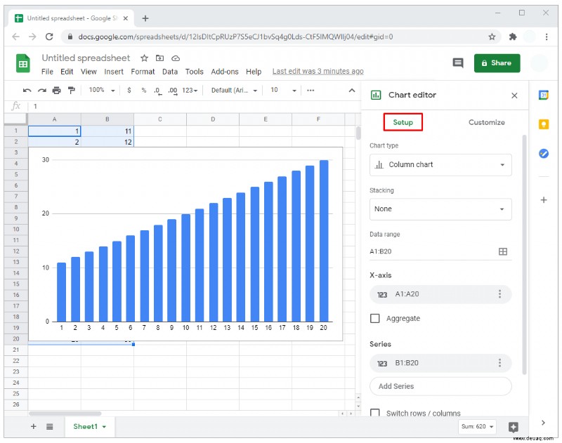 So erstellen Sie ein Streudiagramm in Google Tabellen