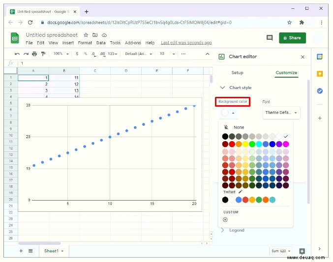 So erstellen Sie ein Streudiagramm in Google Tabellen