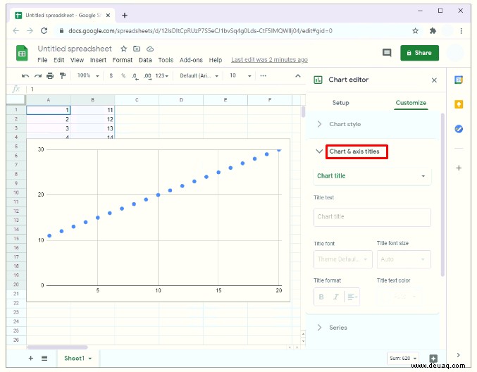 So erstellen Sie ein Streudiagramm in Google Tabellen