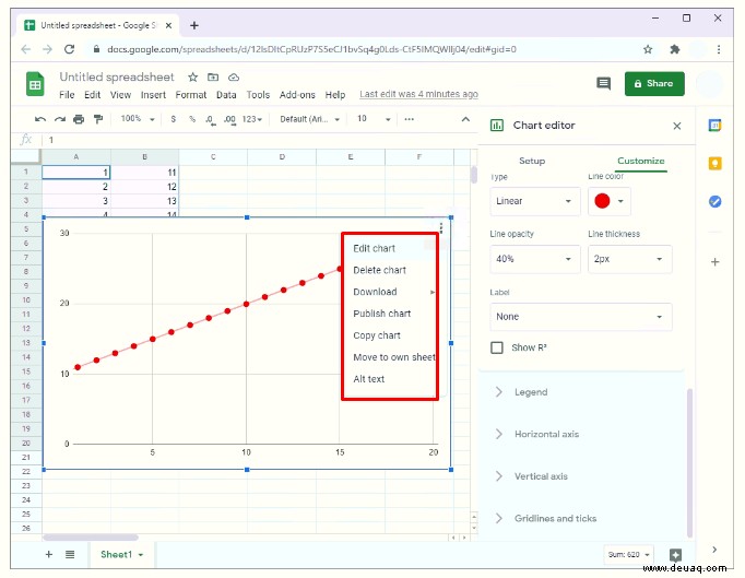 So erstellen Sie ein Streudiagramm in Google Tabellen