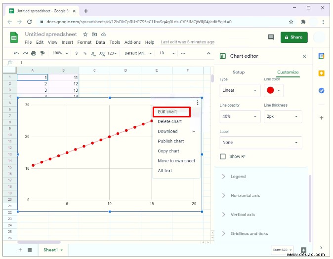 So erstellen Sie ein Streudiagramm in Google Tabellen