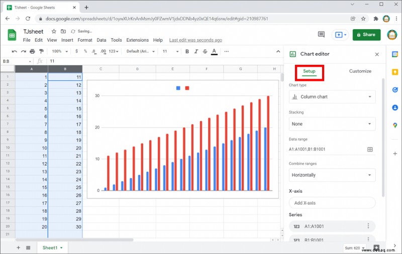 So erstellen Sie ein Streudiagramm in Google Tabellen