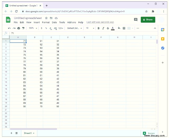 So erstellen Sie ein Streudiagramm in Google Tabellen