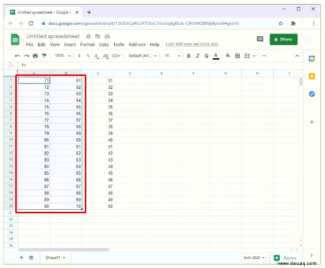 So erstellen Sie ein Streudiagramm in Google Tabellen