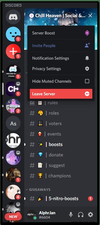 So verlassen Sie einen Discord-Server