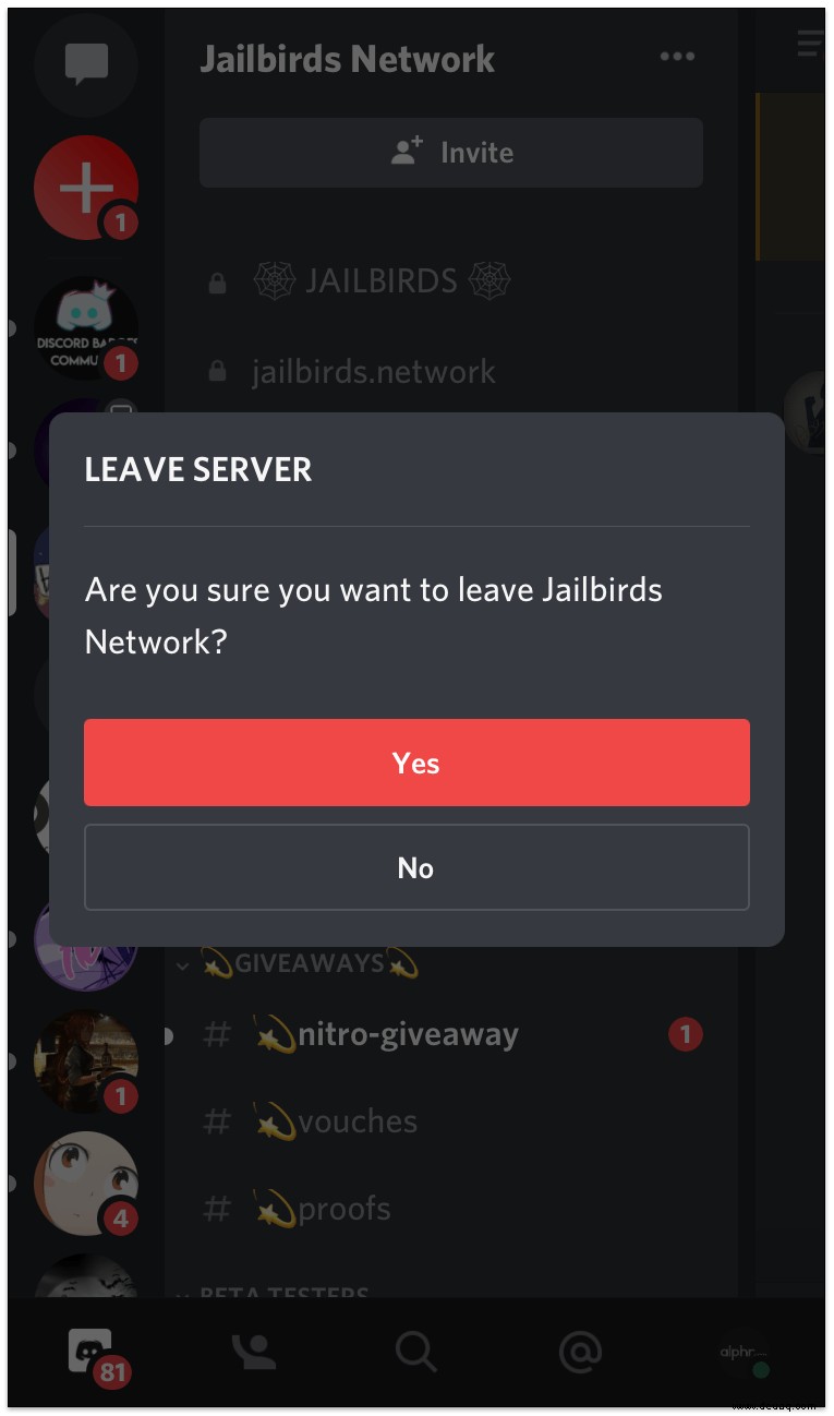 So verlassen Sie einen Discord-Server