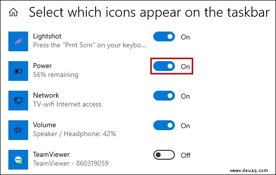 Anzeigen des Batterieprozentsatzes in Windows 10