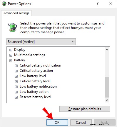 Anzeigen des Batterieprozentsatzes in Windows 10