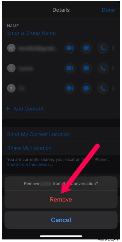 So entfernen Sie jemanden aus einer Textnachrichtengruppe auf dem iPhone