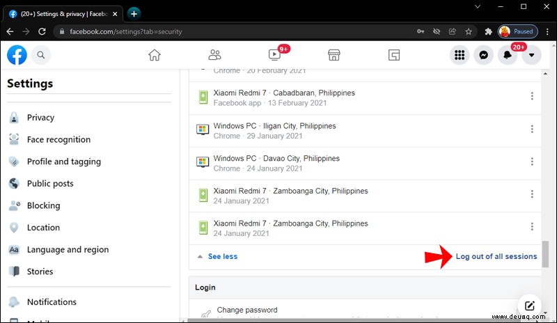 So melden Sie sich auf allen Geräten von einem Facebook-Konto ab 