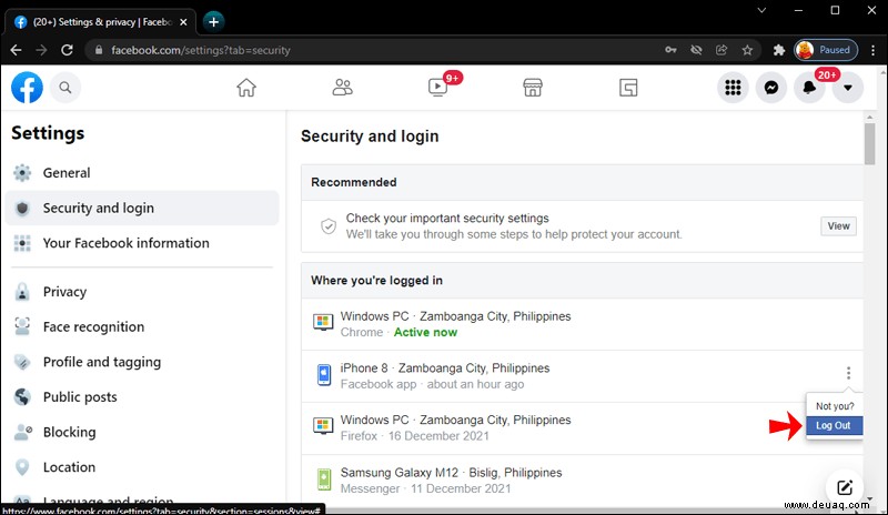 So melden Sie sich auf allen Geräten von einem Facebook-Konto ab 