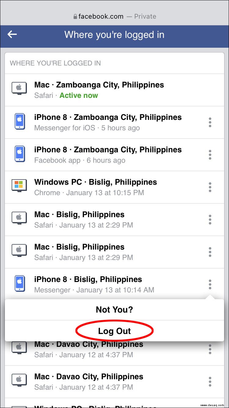 So melden Sie sich auf allen Geräten von einem Facebook-Konto ab 