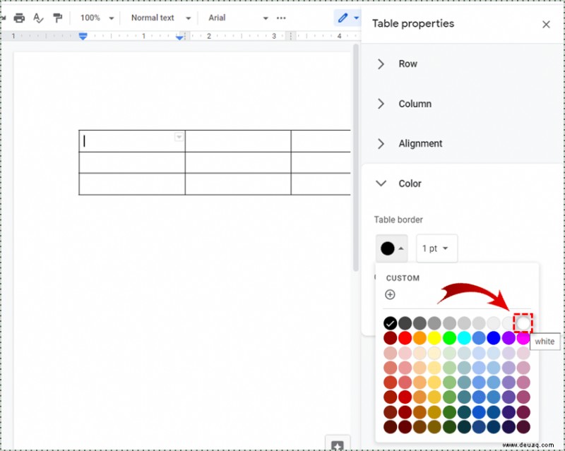 So entfernen Sie Tabellenzeilen aus Google Docs 