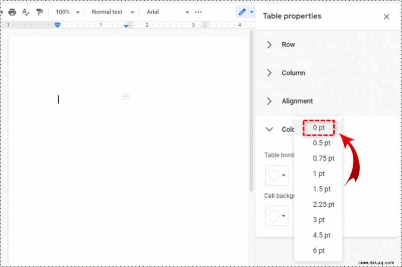 So entfernen Sie Tabellenzeilen aus Google Docs 