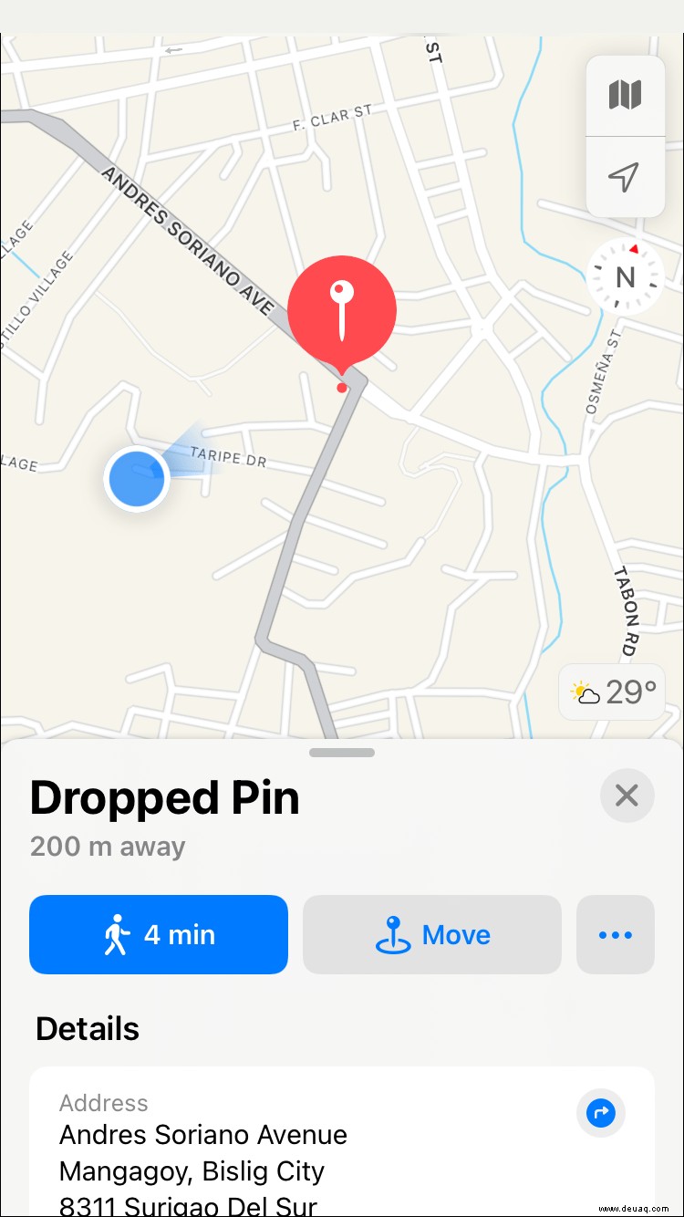 So setzen oder entfernen Sie eine Stecknadel in Apple Maps