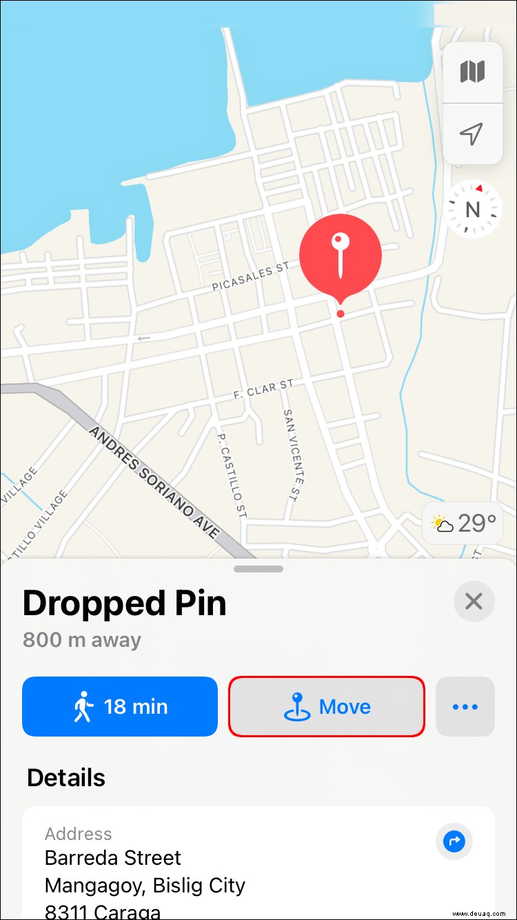 So setzen oder entfernen Sie eine Stecknadel in Apple Maps