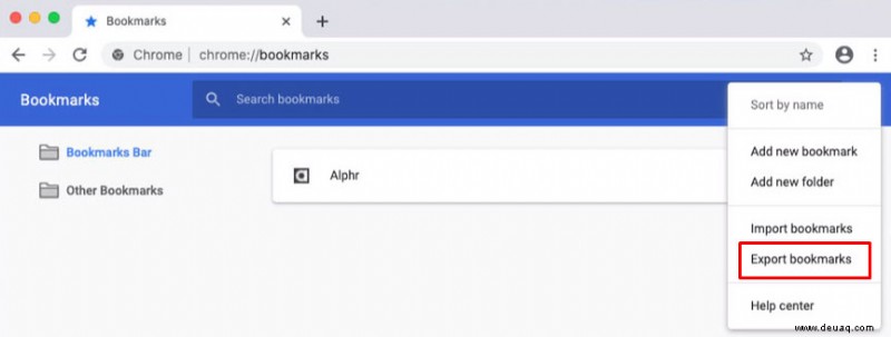 So exportieren Sie Lesezeichen aus Chrome