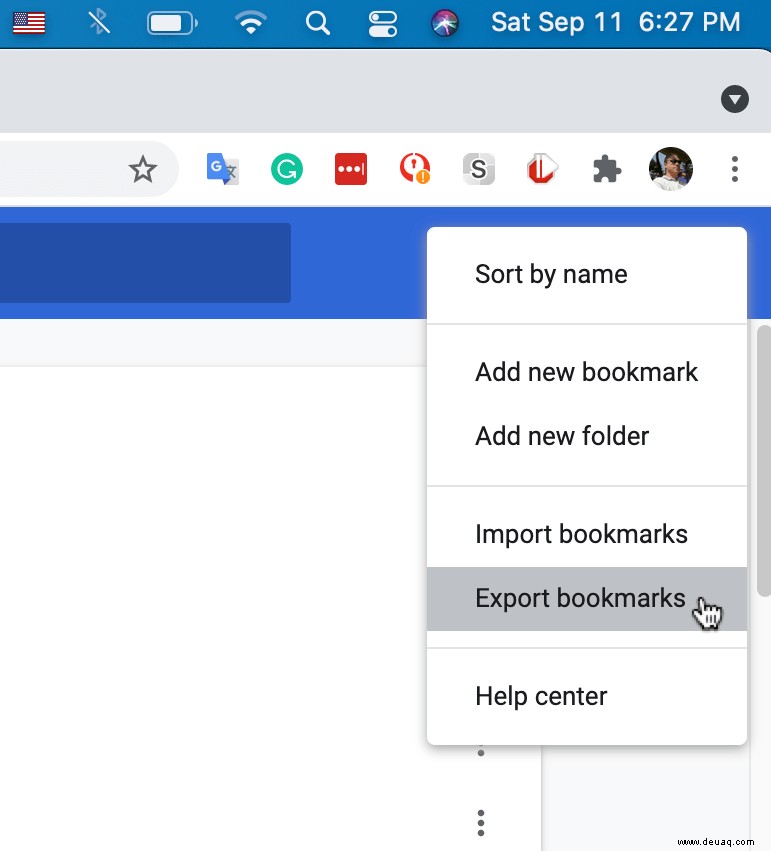 So exportieren Sie Lesezeichen aus Chrome