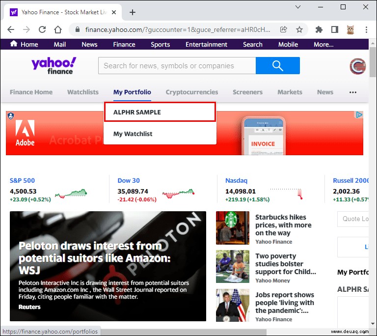 So löschen Sie eine Aktie in Yahoo Finanzen