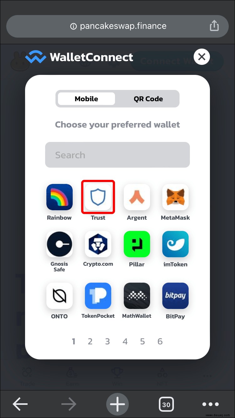 So verbinden Sie Trust Wallet mit PancakeSwap