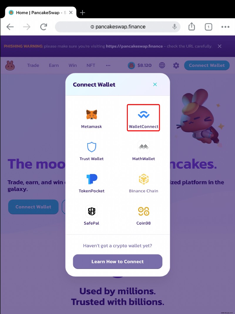 So verbinden Sie Trust Wallet mit PancakeSwap