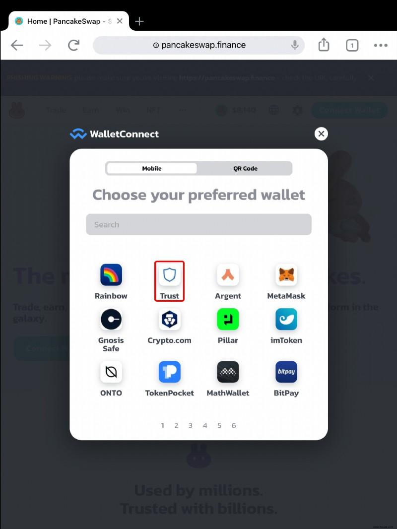So verbinden Sie Trust Wallet mit PancakeSwap