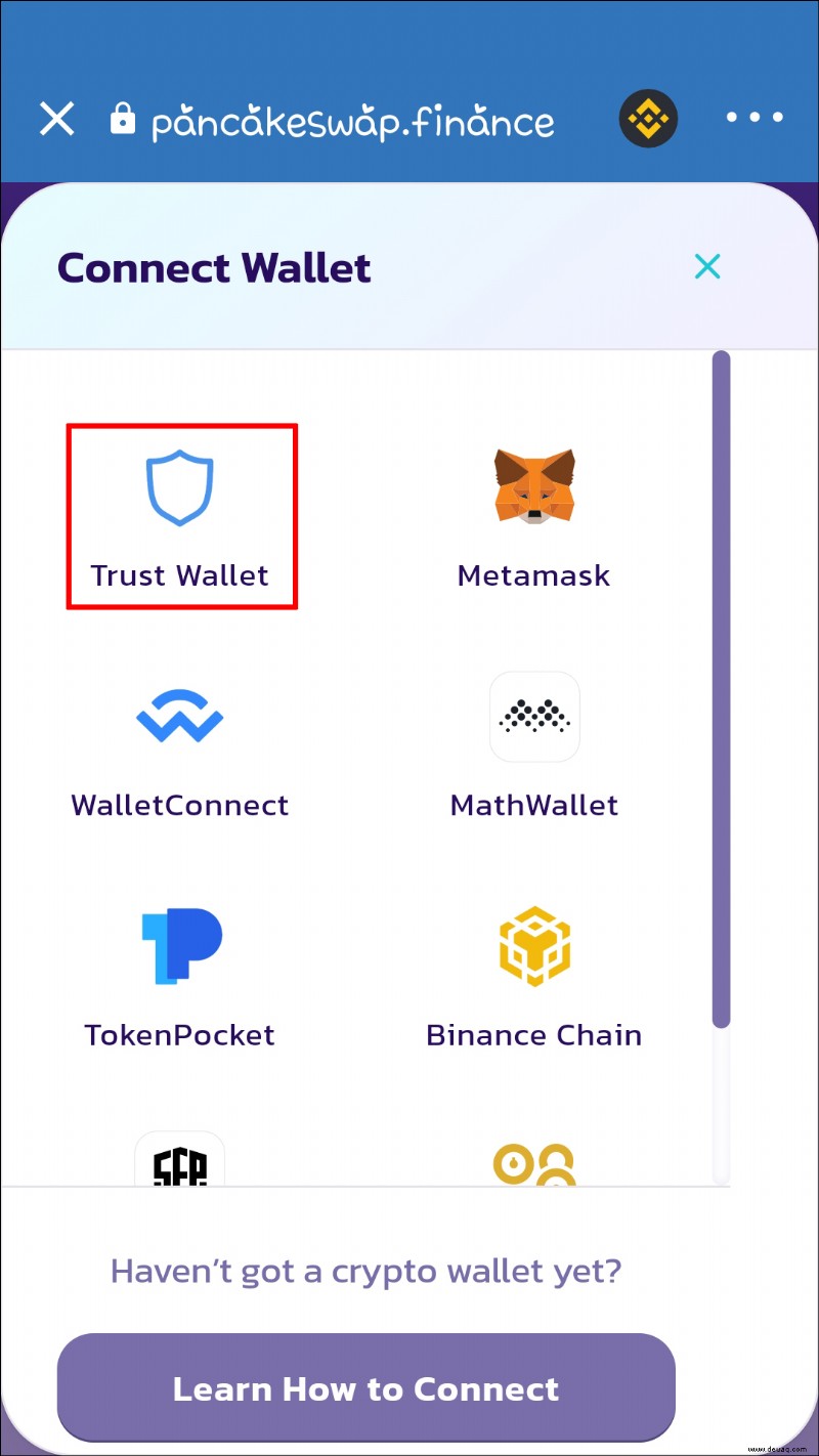 So verbinden Sie Trust Wallet mit PancakeSwap