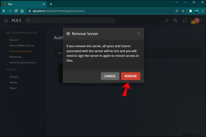 So löschen Sie einen Plex-Server
