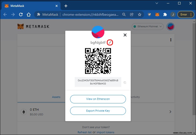 So ändern Sie Ihren Kontonamen in MetaMask