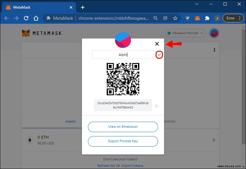 So ändern Sie Ihren Kontonamen in MetaMask