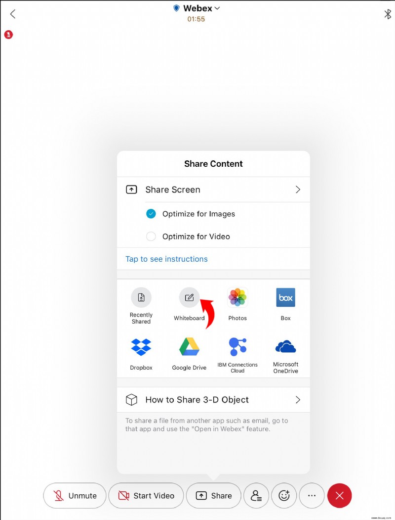 So verwenden Sie das Whiteboard in Webex