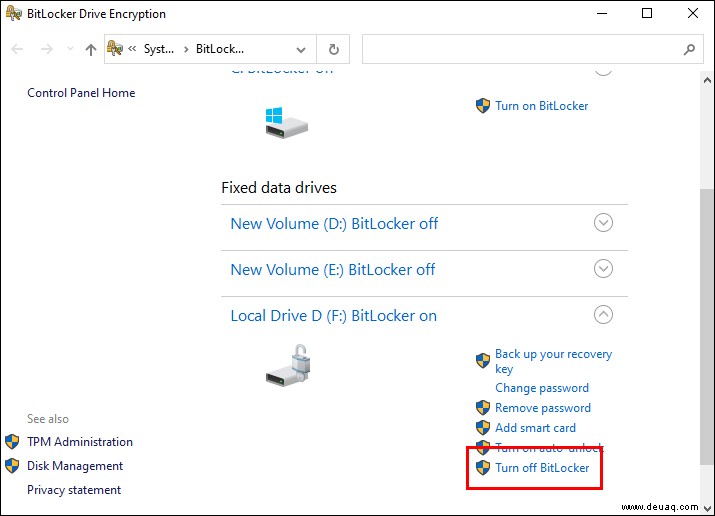So deaktivieren Sie BitLocker in Windows