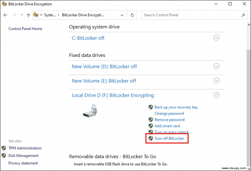 So deaktivieren Sie BitLocker in Windows